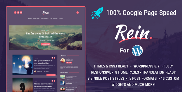 Rein 2.5.0 - Minimal Lightweight Dark Theme for WordPress