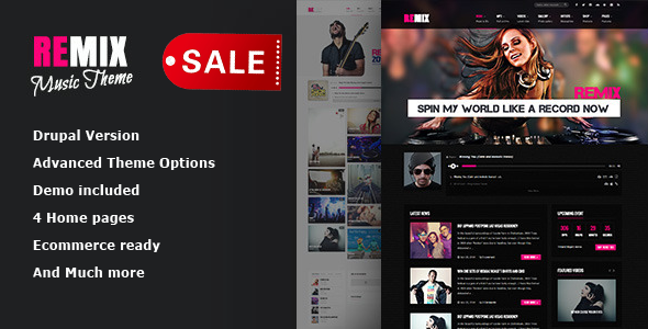 Remix - The Music Band And Club Party Commerce Drupal RTL Theme