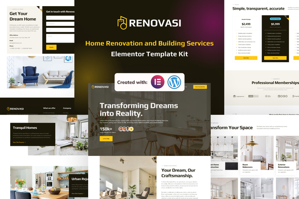 Renovasi - Home Renovation & Building Services Elementor Pro Template Kit