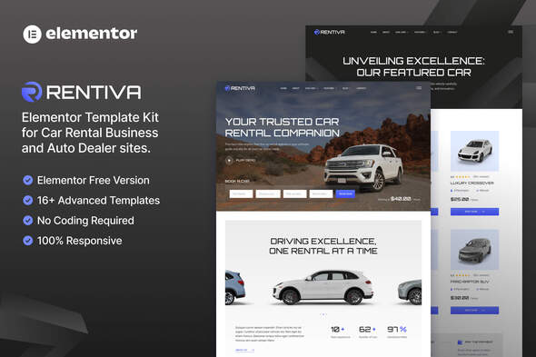 Rentiva  Car Rental Business & Auto Dealer Elementor Template Kit