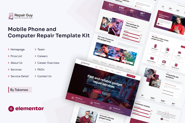 Repair Guy  Mobile Phone & Computer Repair Elementor Template Kit