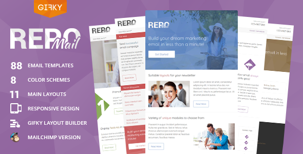 Repo Mail - Responsive Email Template  Access to Gifky Layout Builder