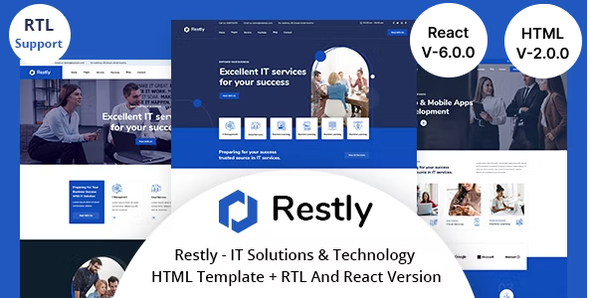Restly 2.0.0 - IT Solutions & Technology HTML And  React Template  RTL