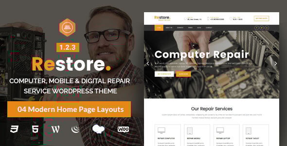 Restore - Computer Mobile & Digital Repair Service WordPress Theme