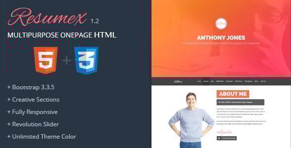ResumeX Html 1.2 - Multipurpose One Page Portfolio