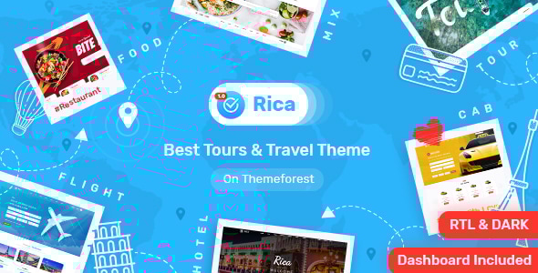 Rica - Travel  Tours   Food Delivery  Hotels & Restaurants Site Template  Admin Html Included