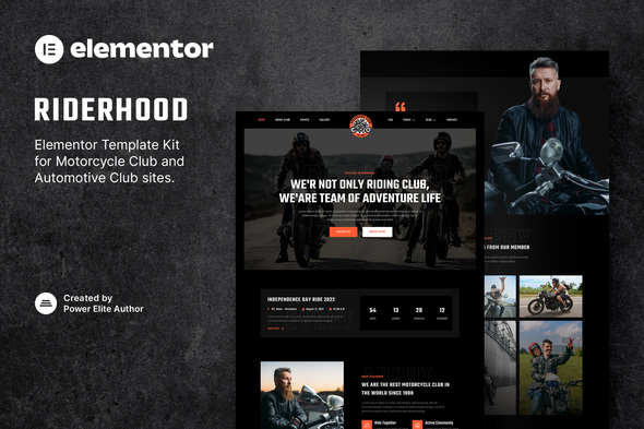 Riderhood  Motorcycle Club Elementor Template Kit