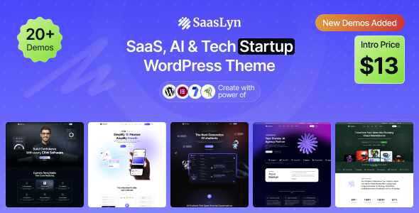 Saaslyn - Saas AI & Tech Startup WordPress Theme