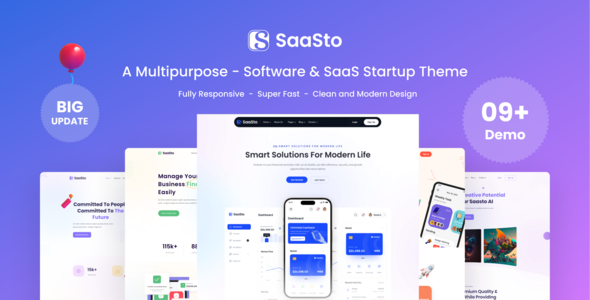 Saasto  Software & Startup SaaS Elementor WordPress Theme