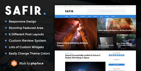 Safir 1.1 - A WordPress Blog Theme
