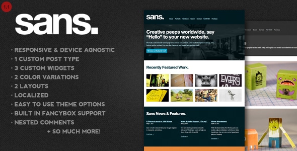 Sans 3.3 - A Responsive Portfolio WordPress Theme