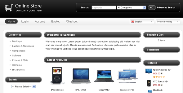 Sanstore Opencart 1.4.9 Template