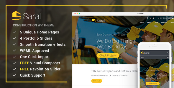 Saral 2.0 - Construction Building Responsive WordPress Theme