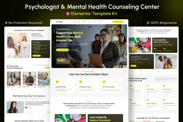 Savia  Mental Health & Psychologist Elementor Template Kit