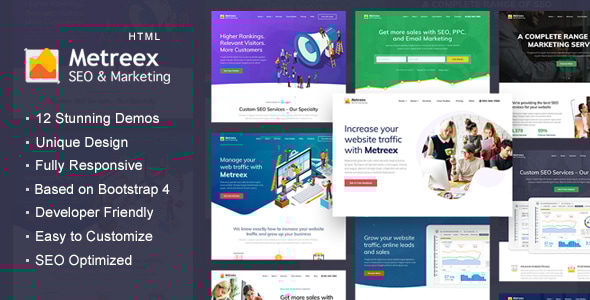 SEO & Digital Marketing Agency  Landing Page Template 5.11.0 - Metreex