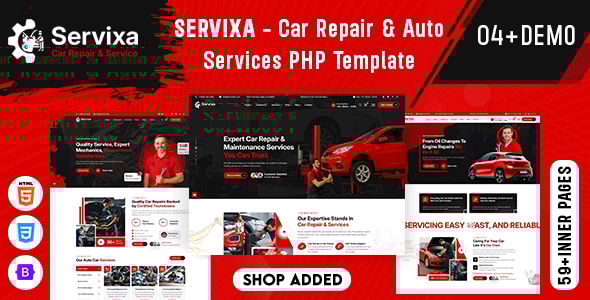 Servixa  Car Repair & Auto Services PHP Template