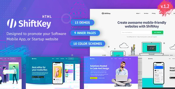 ShiftKey 1.2 - Software & Startup Premium Landing Page Template