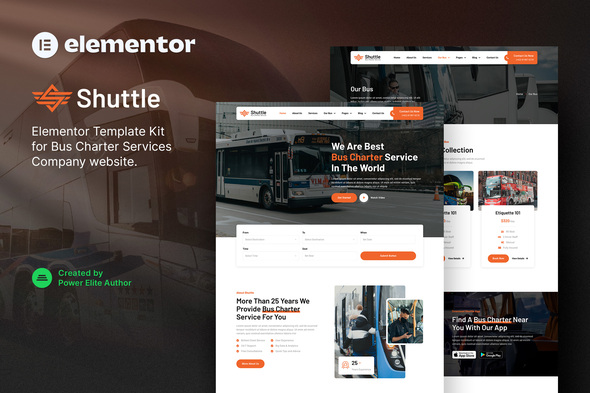 Shuttle  Bus Charter Service & Transport Company Elementor Template Kit