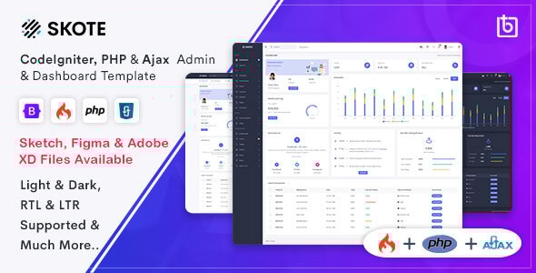 Skote 4.2.0 - CodeIgniter PHP & Ajax Admin Dashboard Template