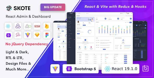Skote 3.3.0 React Admin & Dashboard Template  Sketch