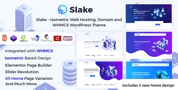 Slake 2.1.4 - Isometric Web Hosting Domain and WHMCS WordPress Theme