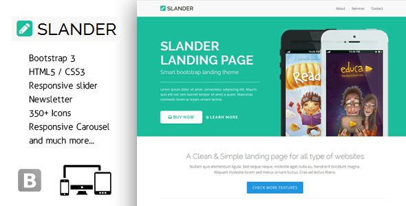 Slander 1.1 - Responsive Bootstrap HTML5 Landing Page