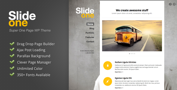 Slide One 1.20 - One Page Parallax Ajax WordPress