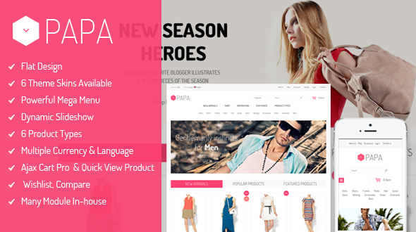 SM Papa 1.2.0 - Responsive Fashion Theme for Magento