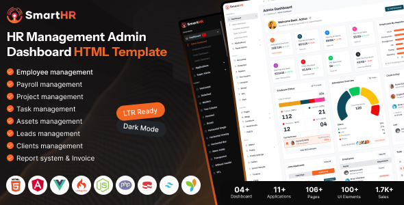 SmartHR 5.3.3 - HR CRM Payroll & Project Management Admin Dashboard (HTML Vue Angular)