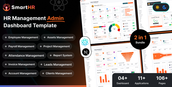 SmartHR 19.1.1 - React Next.js HRMS Payroll & Employee Management Admin Dashboard