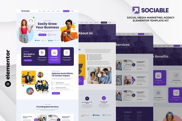 Sociable - Social Media Marketing Agency Elementor Template Kit