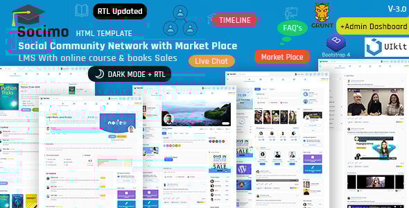 Socimo 3.0 - Social Media Community Network & LMS Ecommerce UI Kit Template