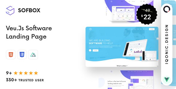 Sofbox 2.7 - Vue JS Software Landing Page