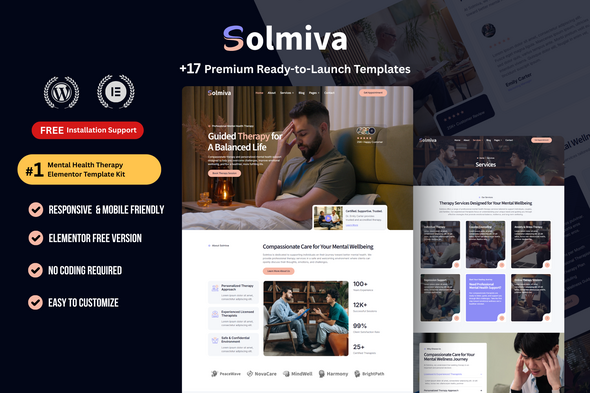 Solmiva — Mental Health Therapy Elementor Template Kit