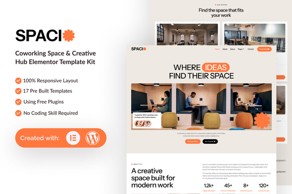 Spacio - Coworking Space & Creative Hub Elementor Template Kit