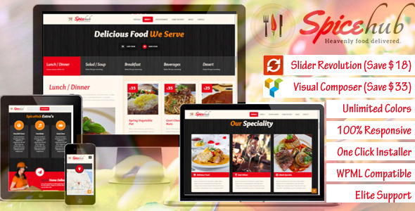 SpiceHub 8.0 - Restaurant  Bar  WordPress Theme