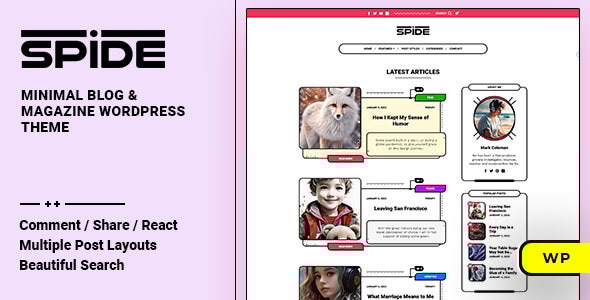 Spide 1.0.4 - Personal Blog & Magazine WordPress Theme