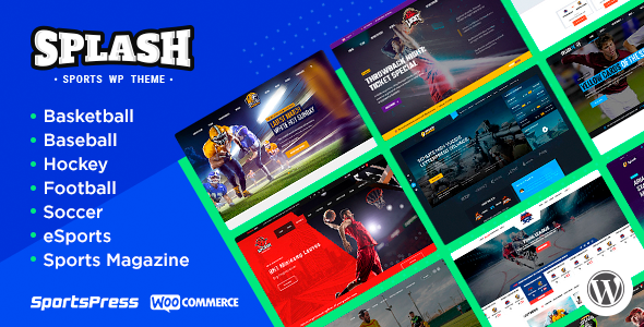Splash 7.0 Sport Club WordPress Theme for Basketball Football Hockey