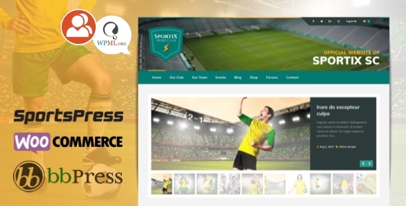 SPORTIX 2.8.2 - WordPress Theme for Clubs