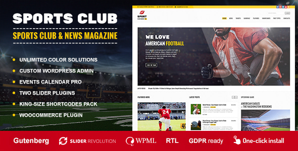Sports Club 1.4.2 - Soccer News & Football WordPress Theme