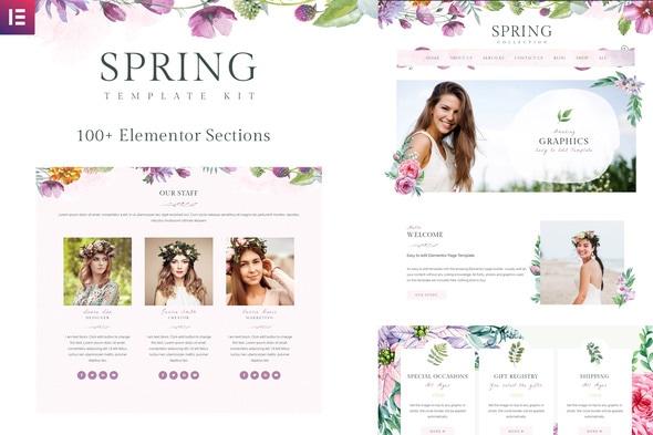 Spring - Watercolor & Floral Elementor Pro Template Kit