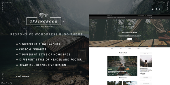 Springbook 1.0.1 - Responsive WordPress Blog Travel Photography Theme