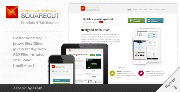 Squarecut 12.01 - Responsive Landing Page template
