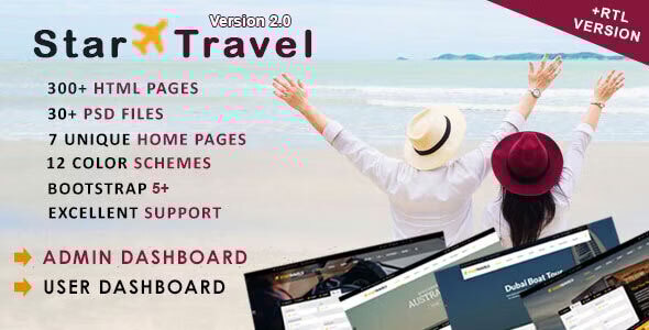 Star Travel 5.3 - Travel Tour Hotel Booking & Admin Dashboard HTML5 Template