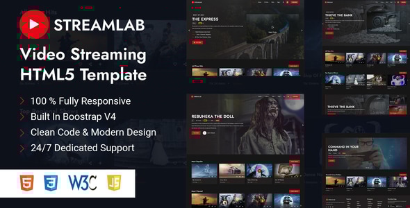 Streamlab 3.2 - Video Streaming HTML Template