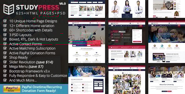 Studypress 6.2 - Education Course HTML Template