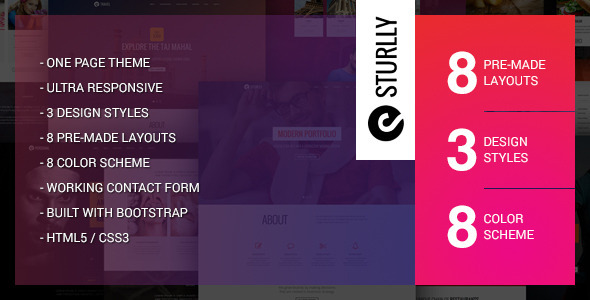 Sturlly 3.1.6 - Responsive One Page Multipurpose Template