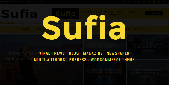 Sufia 1.2 - News Blog Magazine Newspaper Multipurpose WordPress Theme