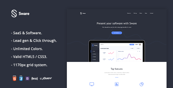 Sware SaaS & Software Landing HTML5 Page Template