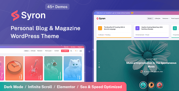 Syron 1.9 - Personal Blog & Magazine WordPress Theme